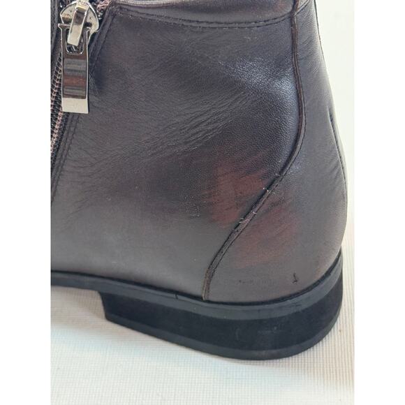 TOTO Mens 6.5 Invisible 2.8" Height Increasing Elevator Zip Ankle Boots Brown - Picture 8 of 14